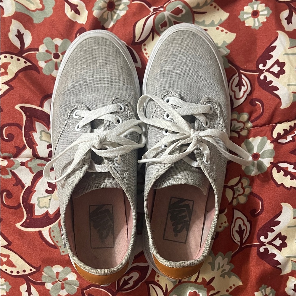 Vans Light Gray Canvas Shoes with White Laces